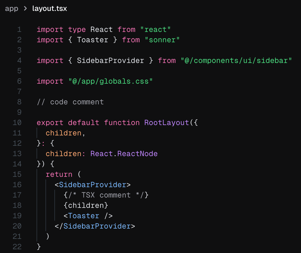 Code with syntax highlighting and line numbers